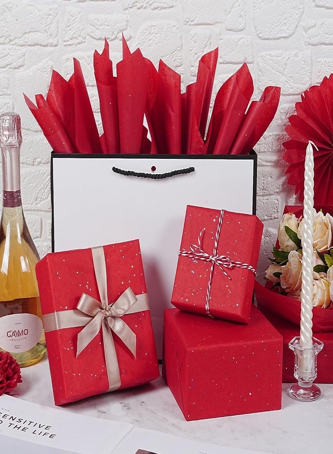 MAMUNU 60 Sheets Red Tissue Paper for Gift Bags, 20 × 14 inch Red Glitter Tissue Paper for Gift Wrapping Packaging DIY Crafts, Sparkle Wrapping Tissue Bulk for for Christmas Birthday Party Decoration Holiday - Image 3